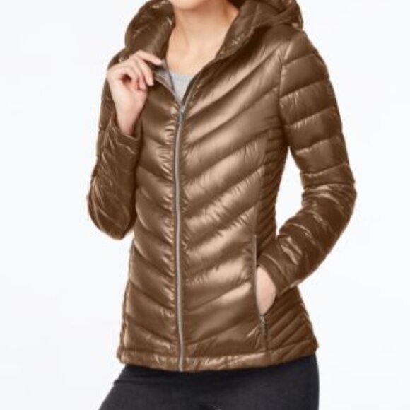 Calvin Klein Jackets & Blazers - Calvin Klein Hooded Packable Down Lightweight Puffer Coat Brown Small